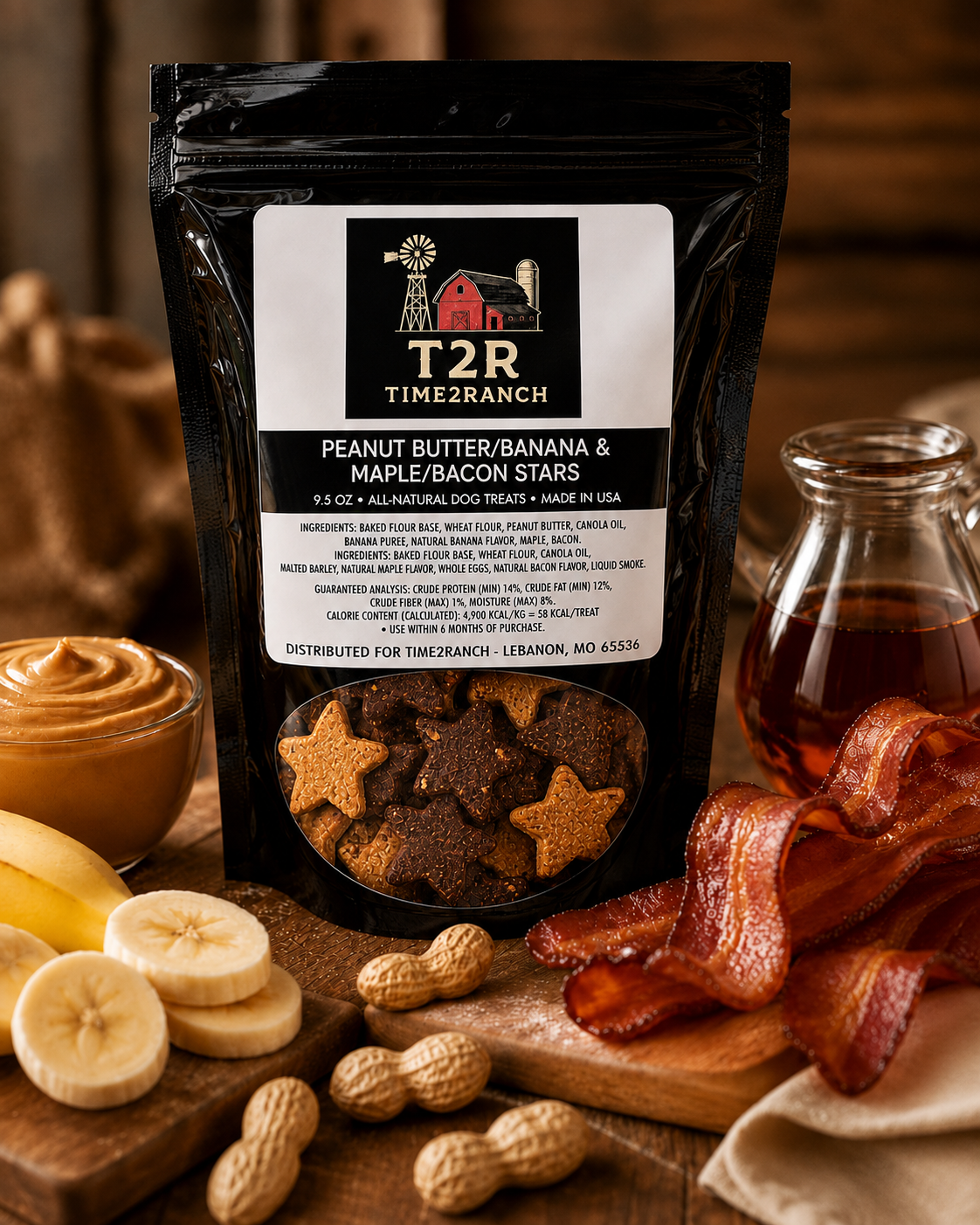 Peanut Butter / Banana & Maple Bacon Stars